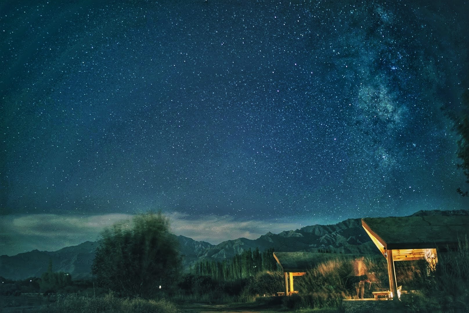 Milky Way Over the Cottages